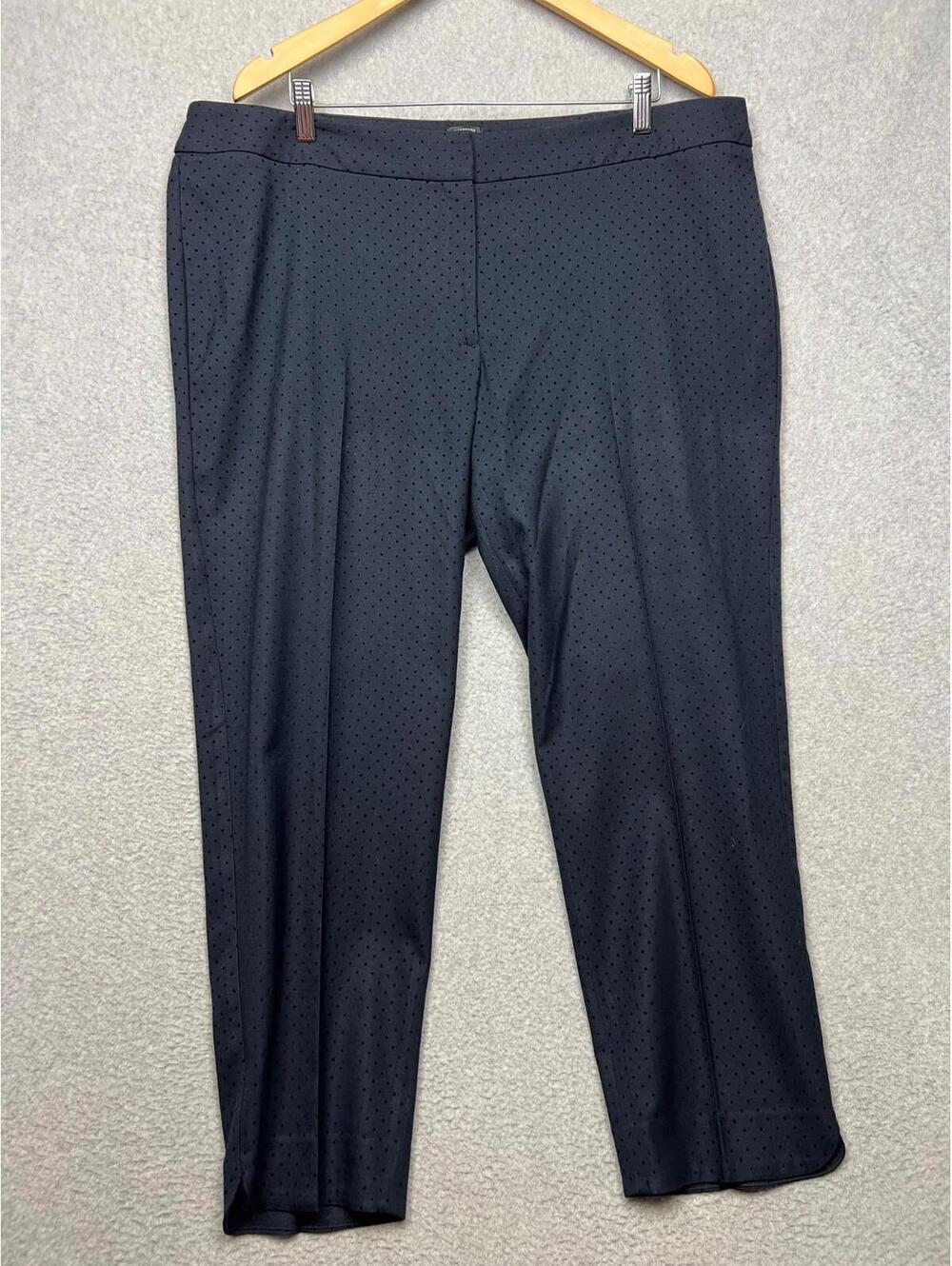 Talbots Hampshire Ankle Pants Dot Womens Plus 16W Navy Cotton Blend Preppy